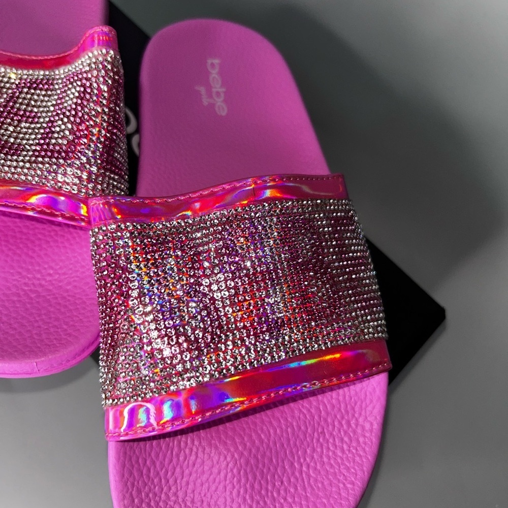 New Bebe kids Pink bling Slide Sandals - Picture 2 of 6